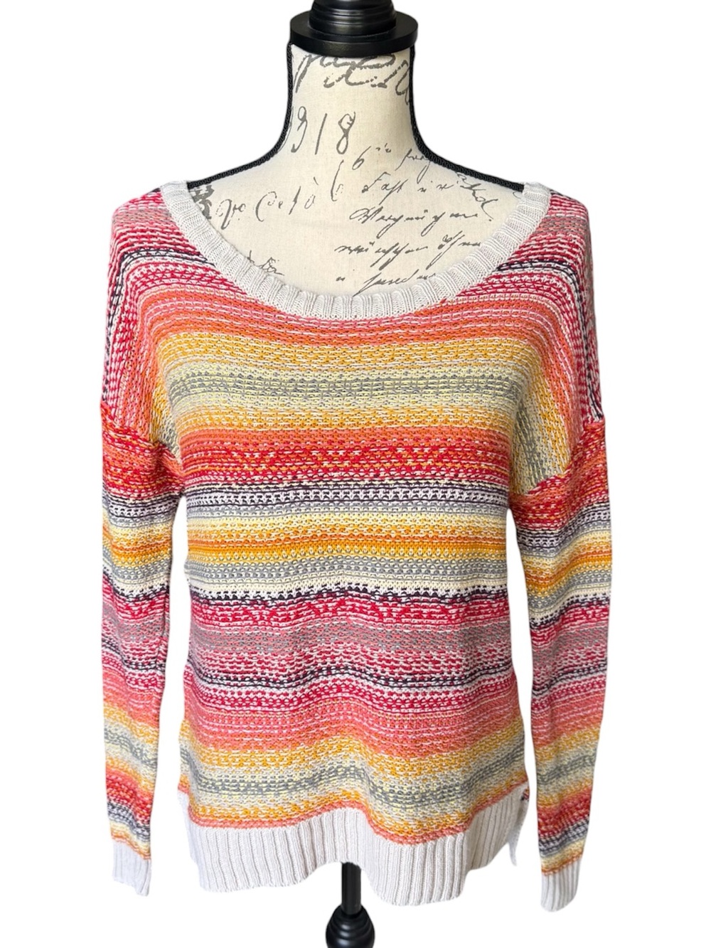 American Eagle Outfitters Multi Color Striped Scoop Neck Knit Sweater